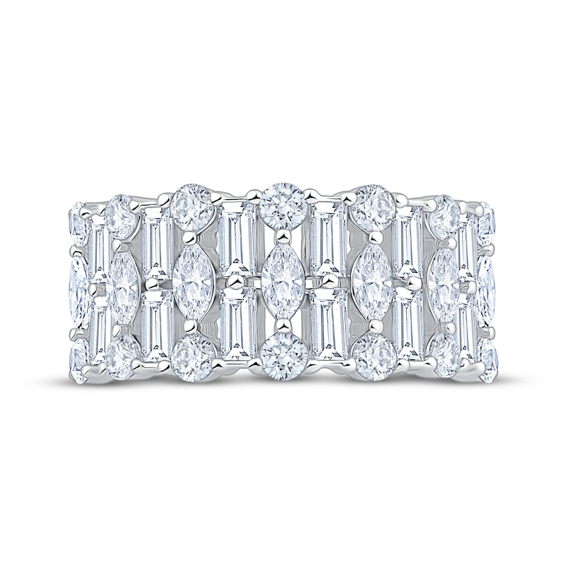 Main Image 3 of Now + Forever Lab-Grown Diamonds Baguette, Marquise & Round-Cut Anniversary Ring 2 ct tw 14K White Gold