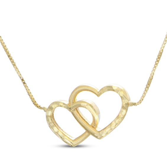 Interlocking Hearts Necklace 10K Yellow Gold 18"