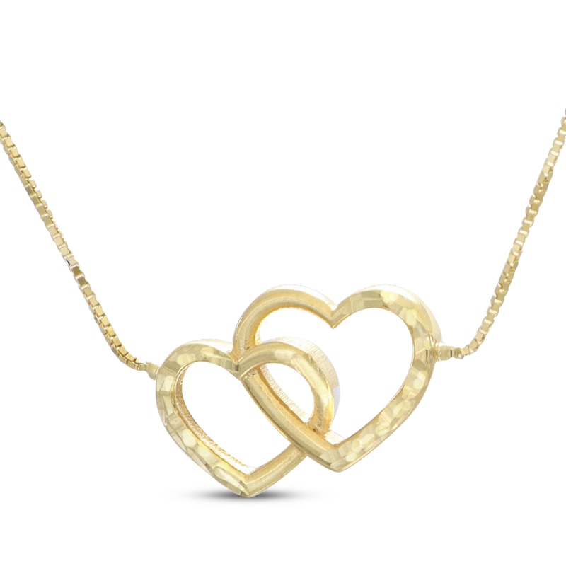 Main Image 1 of Interlocking Hearts Necklace 10K Yellow Gold 18"
