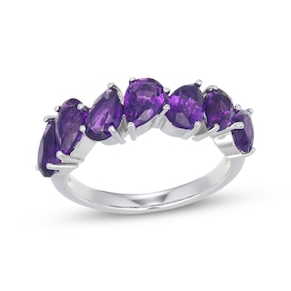 Pear-Shaped Amethyst Stackable Ring Sterling Silver