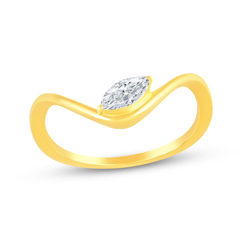Main Image 1 of STUDIO BY KAY Marquise-Cut Lab-Grown Diamond Solitaire Curve Ring 1/5 ct tw 24K Yellow Gold Vermeil Sterling Silver