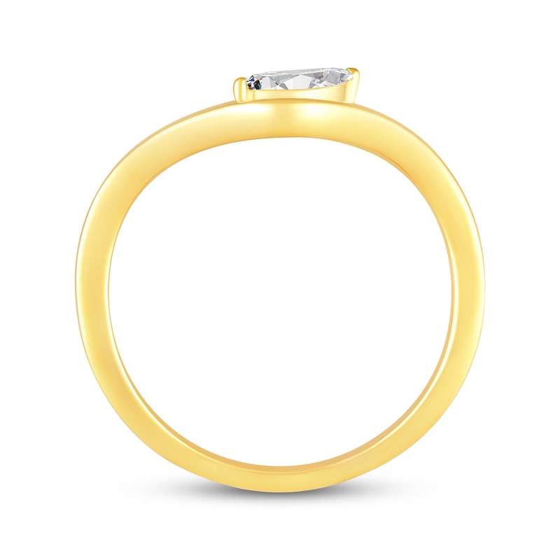 Main Image 3 of STUDIO BY KAY Marquise-Cut Lab-Grown Diamond Solitaire Curve Ring 1/5 ct tw 24K Yellow Gold Vermeil Sterling Silver