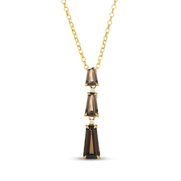 Le Vian Baguette-Cut Chocolate Quartz & Diamond Accent Necklace 14K Honey Gold 19"