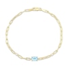 Thumbnail Image 1 of STUDIO BY KAY Emerald-Cut Swiss Blue Topaz & White Lab-Created Sapphire Bracelet 24K Yellow Gold Vermeil Sterling Silver 7.25"