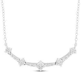 Milestones Diamond Station Smile Necklace 1/4 ct tw Sterling Silver 18"