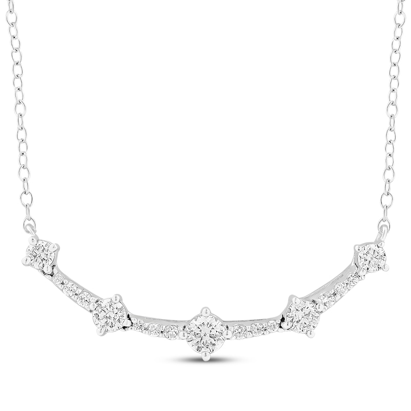 Main Image 1 of Milestones Diamond Station Smile Necklace 1/4 ct tw Sterling Silver 18"