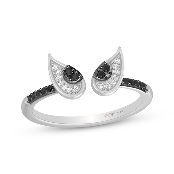 Disney Treasures Haunted Mansion Black Onyx & Diamond Eyes Ring 1/10 ct tw Sterling Silver