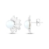 Thumbnail Image 3 of Button Cultured Pearl & White Lab-Created Sapphire Half-Halo Stud Earrings Sterling Silver