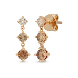 Neil Lane Desert Diamonds Graduated Three-Stone Drop Earrings 1 ct tw 14K Yellow Gold