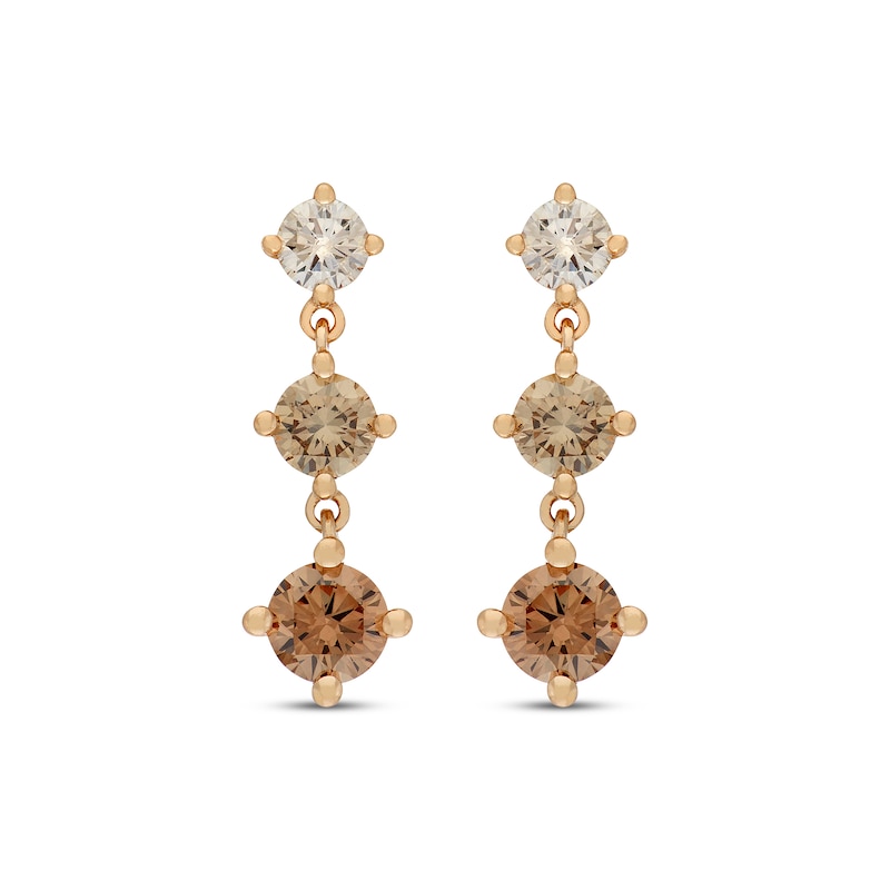 Main Image 2 of Neil Lane Desert Diamonds Graduated Three-Stone Drop Earrings 1 ct tw 14K Yellow Gold