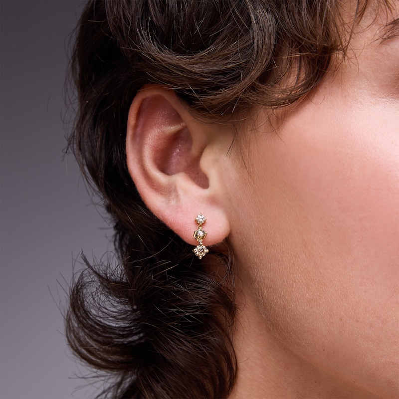 Main Image 4 of Neil Lane Desert Diamonds Graduated Three-Stone Drop Earrings 1 ct tw 14K Yellow Gold