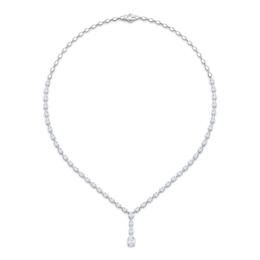 KAY Lab-Grown Diamonds Oval-Cut Y-Drop Necklace 5-1/15 ct tw 10K White Gold 16"