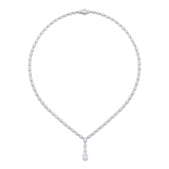 KAY Lab-Grown Diamonds Oval-Cut Y-Drop Necklace 5-1/15 ct tw 10K White Gold 16"