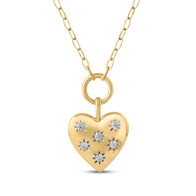Main Image 1 of STUDIO BY KAY Lab-Grown Diamond Starburst Heart Necklace 1/6 ct tw 24K Yellow Gold Vermeil Sterling Silver 18"