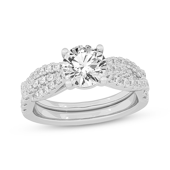 Now + Forever Lab-Grown Diamonds Round-Cut Twist Bridal Set 2 ct tw 14K White Gold