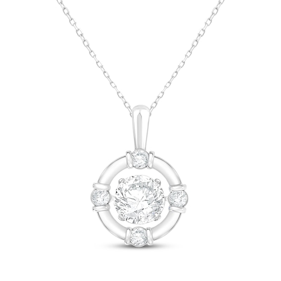 Unstoppable Love Lab-Grown Diamond Circle Frame Necklace 1-3/4 ct tw 10K White Gold 18"