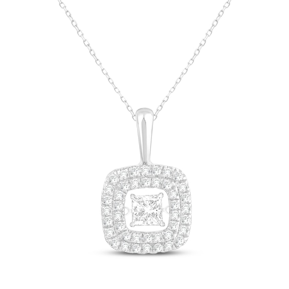 Unstoppable Love Princess-Cut Lab-Grown Diamond Necklace 1 ct tw 10K White Gold 19"