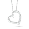 Thumbnail Image 1 of KAY Lab-Grown Diamonds 3-Stone Slanted Heart Necklace 1/20 ct tw Sterling Silver