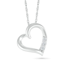 KAY Lab-Grown Diamonds 3-Stone Slanted Heart Necklace 1/20 ct tw Sterling Silver