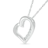 Thumbnail Image 2 of KAY Lab-Grown Diamonds 3-Stone Slanted Heart Necklace 1/20 ct tw Sterling Silver