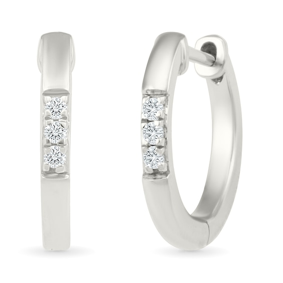 KAY Lab-Grown Diamonds 3-Stone Hoop Earrings 1/20 ct tw Sterling Silver