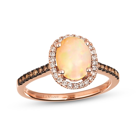 Le Vian Oval Opal & Diamond Ring 1/3 ct tw 14K Strawberry Gold