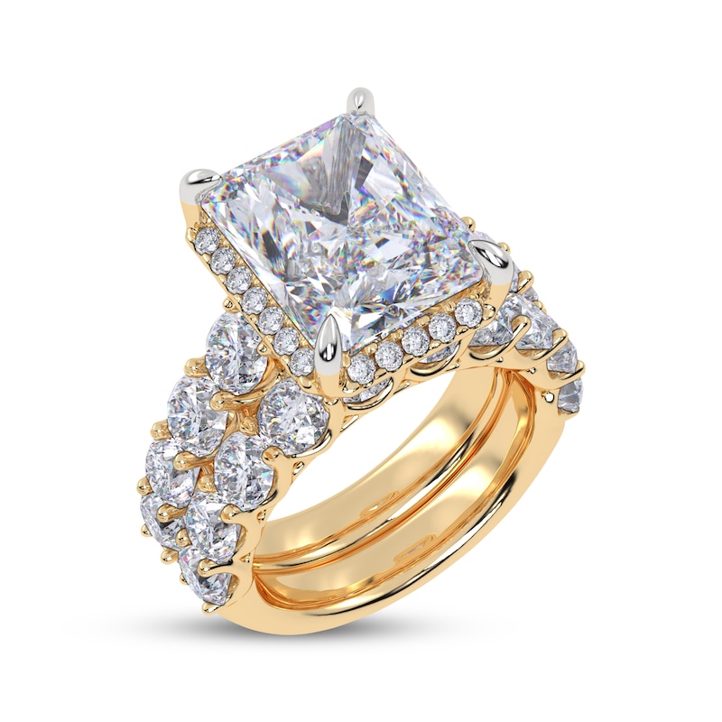 Main Image 2 of Now + Forever Lab-Grown Diamonds Radiant-Cut Halo Bridal Set 10 ct tw 14K Yellow Gold
