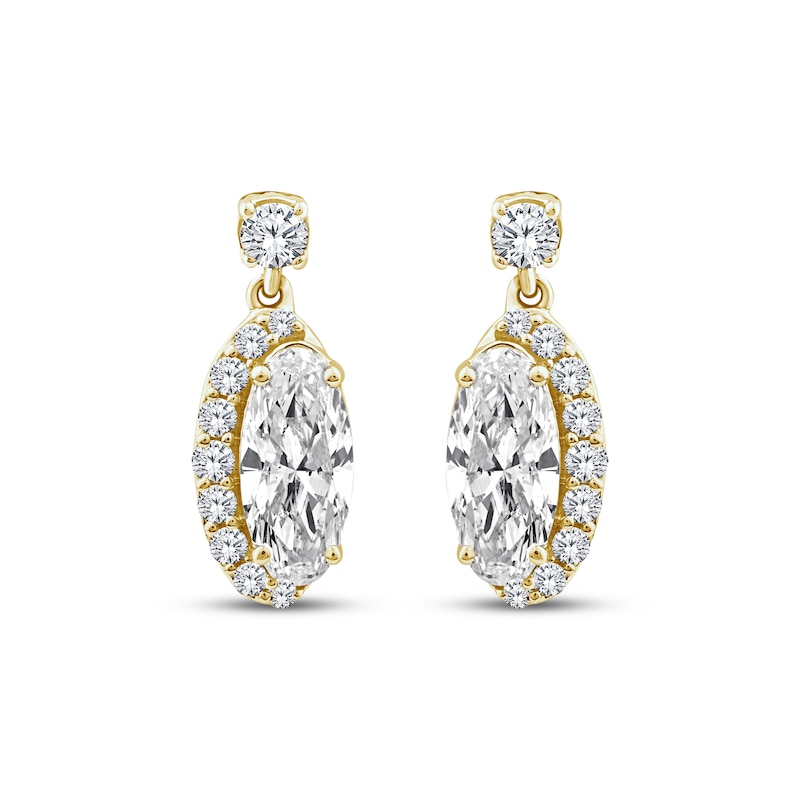 Main Image 2 of KAY Lab-Grown Diamonds Moval Old-Cut Dangle Earrings 1 ct tw 10K Yellow Gold