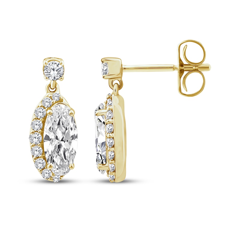 Main Image 3 of KAY Lab-Grown Diamonds Moval Old-Cut Dangle Earrings 1 ct tw 10K Yellow Gold