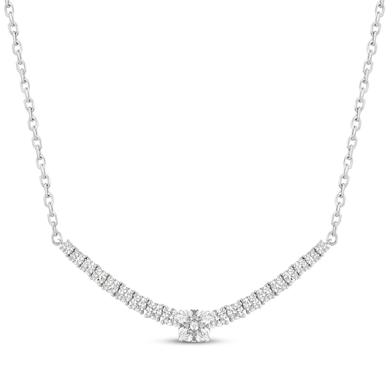 Neil Lane Artistry Lab-Grown Diamond Curved Bar Necklace 2 ct tw 14K White Gold 18"