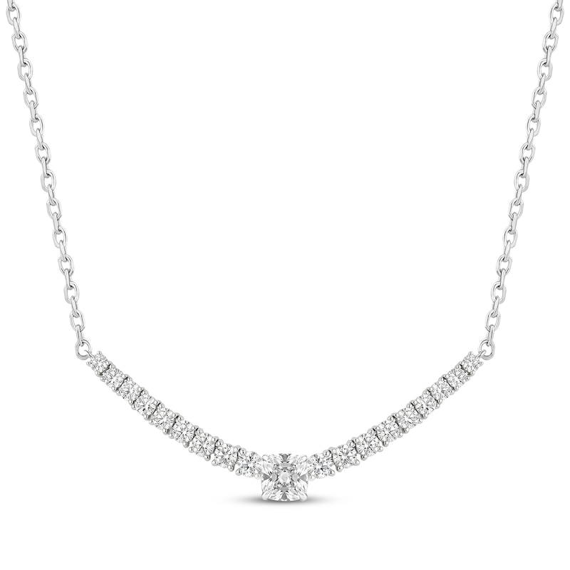 Main Image 1 of Neil Lane Artistry Lab-Grown Diamond Curved Bar Necklace 2 ct tw 14K White Gold 18"