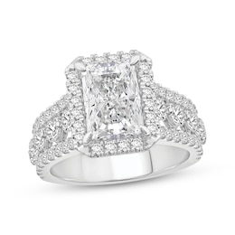 Now + Forever Certified Lab-Grown Diamonds Radiant-Cut Halo Engagement Ring 4-1/2 ct tw 14K White Gold