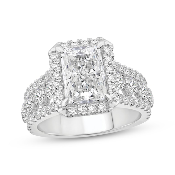 Now + Forever Certified Lab-Grown Diamonds Radiant-Cut Halo Engagement Ring 4-1/2 ct tw 14K White Gold