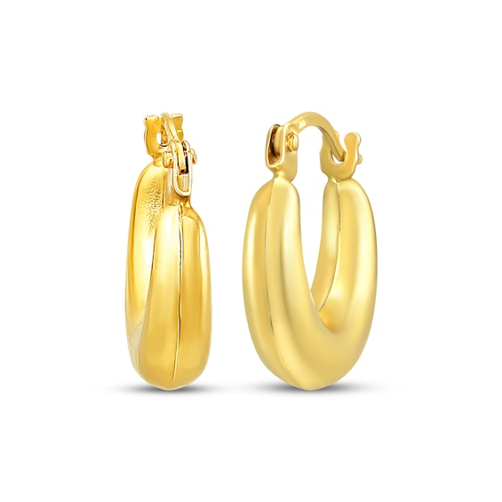 Chunky Hoop Earrings 13mm 10K Yellow Gold