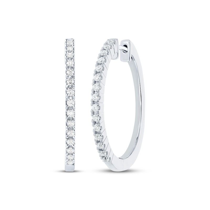 Main Image 1 of Diamond Hoop Earrings 1/2 ct tw 10K White Gold 27.5mm