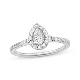 Now + Forever Certified Lab-Grown Diamonds Pear-Shaped Halo Engagement Ring 1/2 ct tw 10K White Gold
