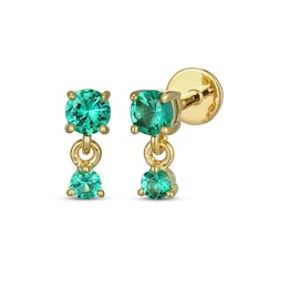STUDIO BY KAY Lab-Created Emerald Mini-Dangle Earrings 24K Yellow Gold Vermeil Sterling Silver