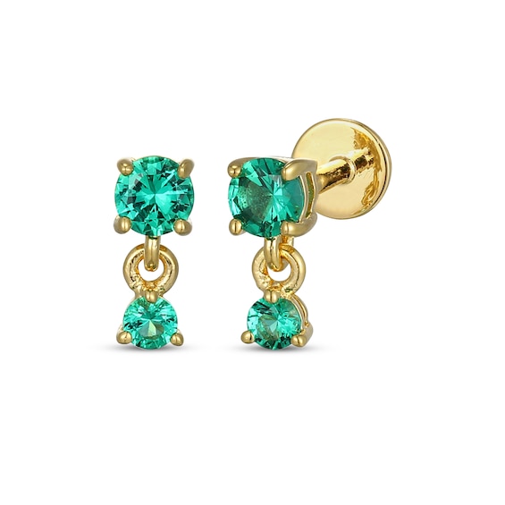 STUDIO BY KAY Lab-Created Emerald Mini-Dangle Earrings 24K Yellow Gold Vermeil Sterling Silver