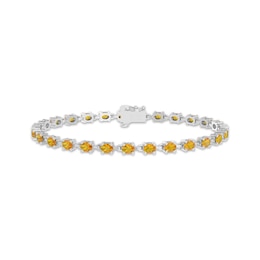 Oval-Cut Citrine Link Bracelet Sterling Silver 7.25"