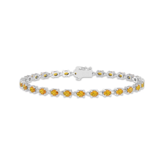 Oval-Cut Citrine Link Bracelet Sterling Silver 7.25"