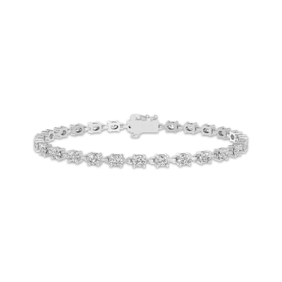Oval-Cut White Lab-Created Sapphire Link Bracelet Sterling Silver 7.25"
