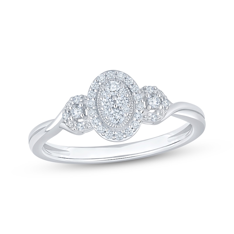 Main Image 1 of KAY Lab-Grown Diamonds Oval Frame Promise Ring 1/5 ct tw 10K White Gold