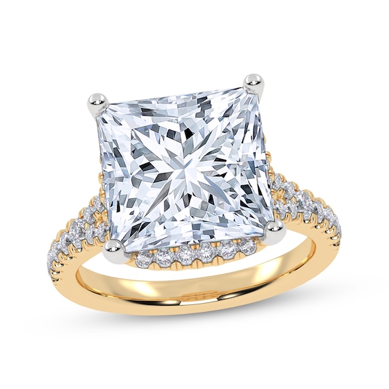 Now + Forever Lab-Grown Diamonds Certified Princess-Cut Hidden Halo Engagement Ring 5-1/2 ct tw 14K Yellow Gold