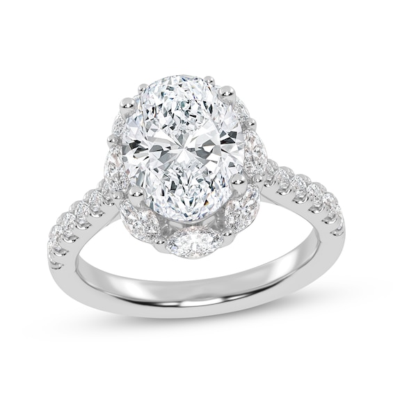 Now + Forever Lab-Grown Diamonds Certified Oval-Cut Halo Engagement Ring 2-3/4 ct tw 14K White Gold