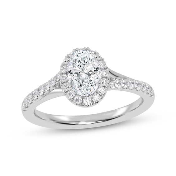 Now + Forever Lab-Grown Diamonds Certified Oval-Cut Halo Engagement Ring 3/4 ct tw 14K White Gold