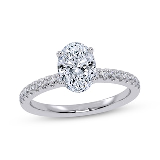 Now + Forever Lab-Grown Diamonds Certified Oval-Cut Hidden Halo Engagement Ring 1 ct tw 14K White Gold
