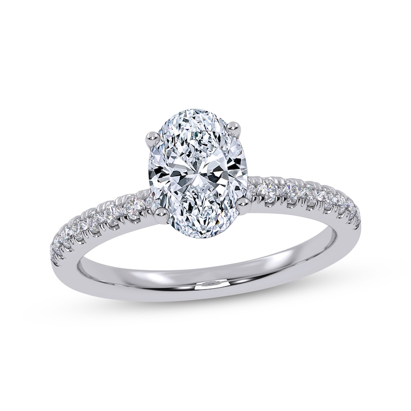 Main Image 1 of Now + Forever Lab-Grown Diamonds Certified Oval-Cut Hidden Halo Engagement Ring 1 ct tw 14K White Gold
