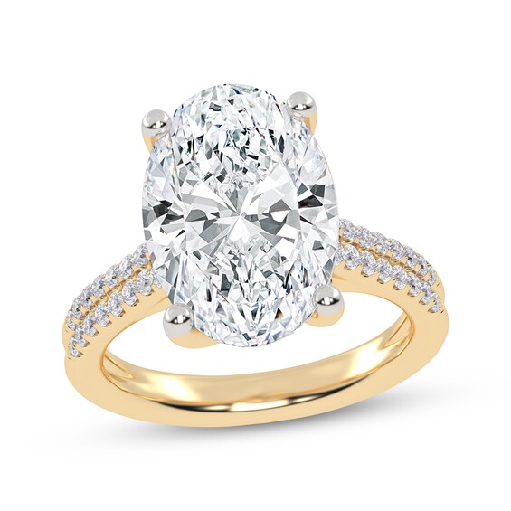 Now + Forever Lab-Grown Diamonds Certified Oval-Cut Engagement Ring 5-1/4 ct tw 14K Yellow Gold