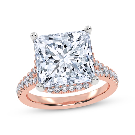 Now + Forever Lab-Grown Diamonds Certified Princess-Cut Hidden Halo Engagement Ring 5-1/2 ct tw 14K Rose Gold