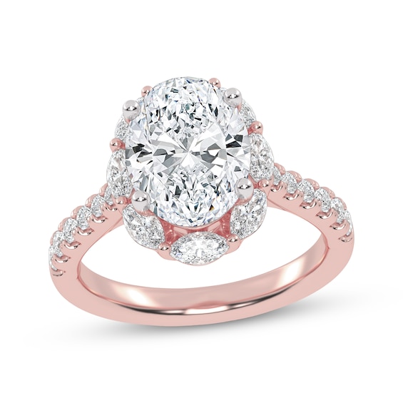 Now + Forever Lab-Grown Diamonds Certified Oval-Cut Halo Engagement Ring 2-3/4 ct tw 14K Rose Gold